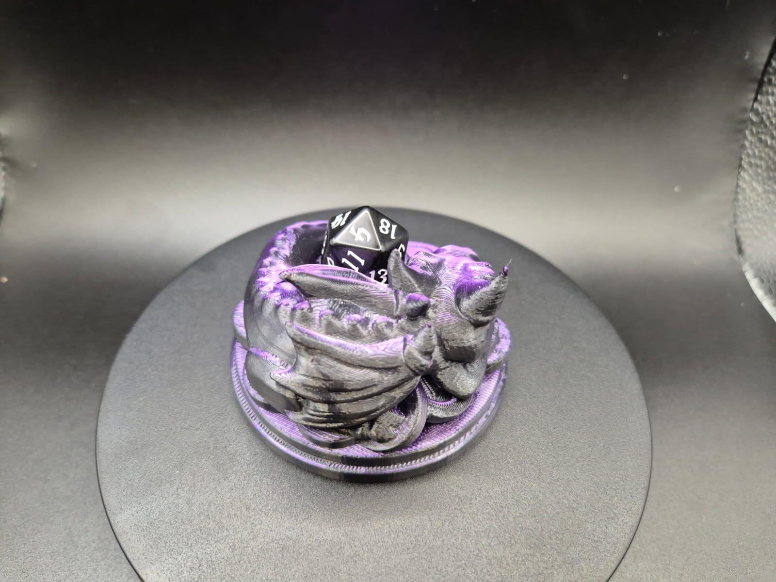 Baby Dragon Dice Guardian | DnD Accessory + Gift | Galaxy Purple