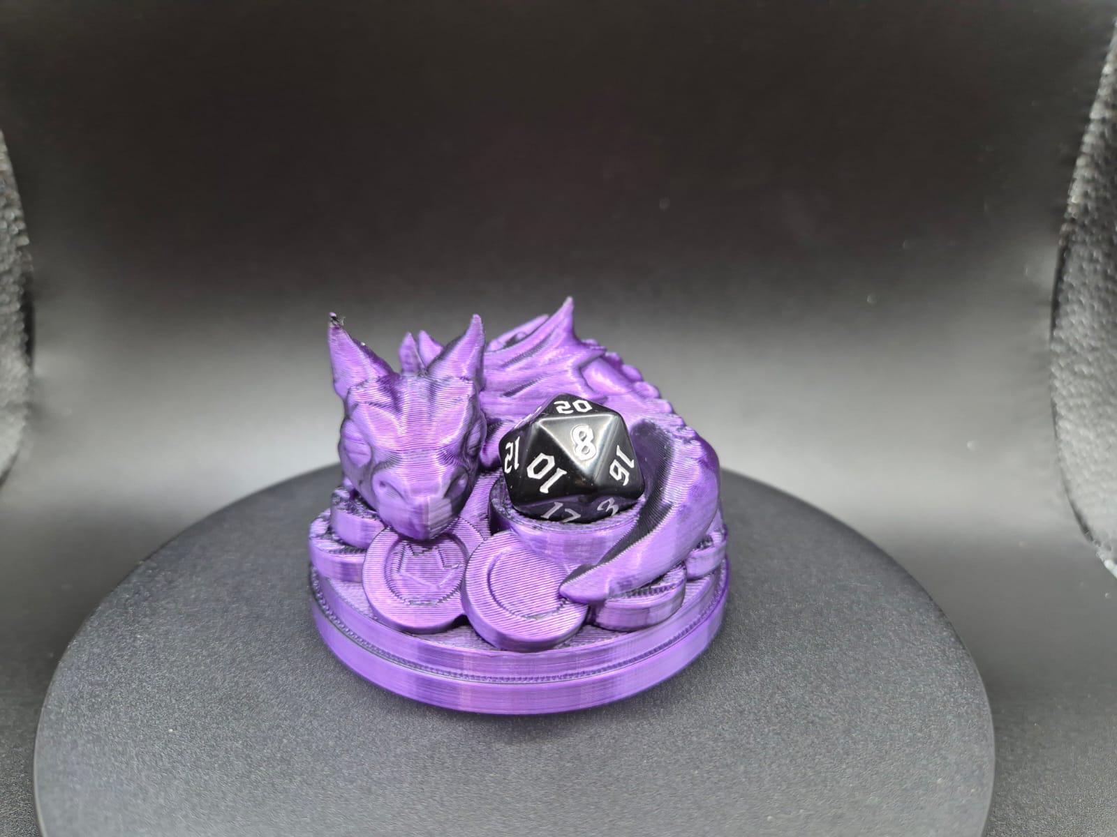 Baby Dragon Dice Guardian | DnD Accessory + Gift | Galaxy Purple