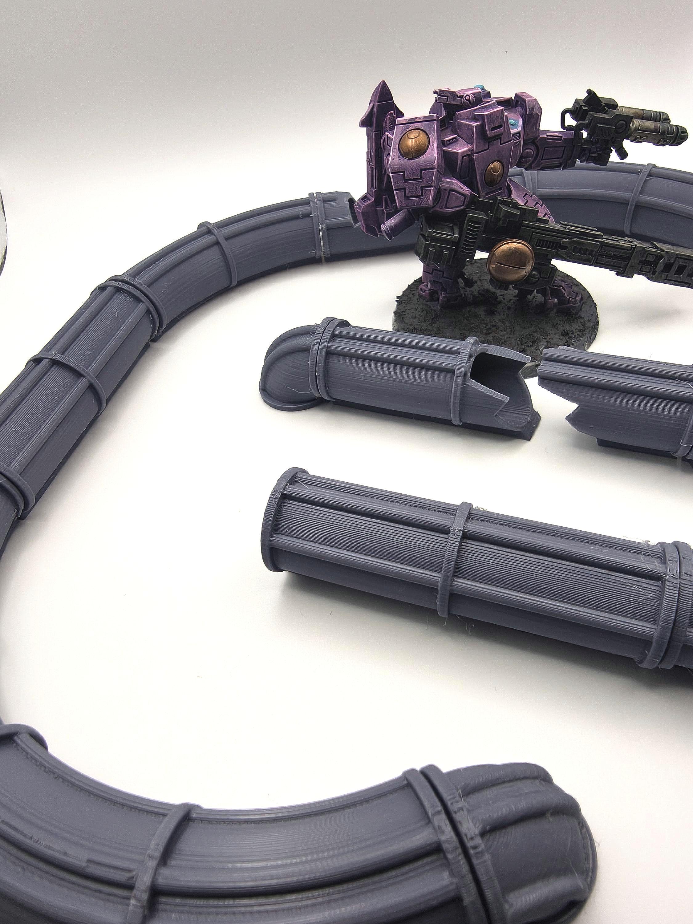 Sci-Fi Pipes Kit – 3D Printed Tabletop Terrain, 28/32mm Wargaming