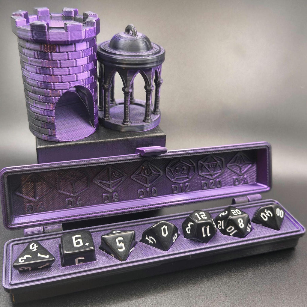 Mini Dice Tower | Pocket Dice Roller | RPG Accessories and Gifts - Galaxy Purple