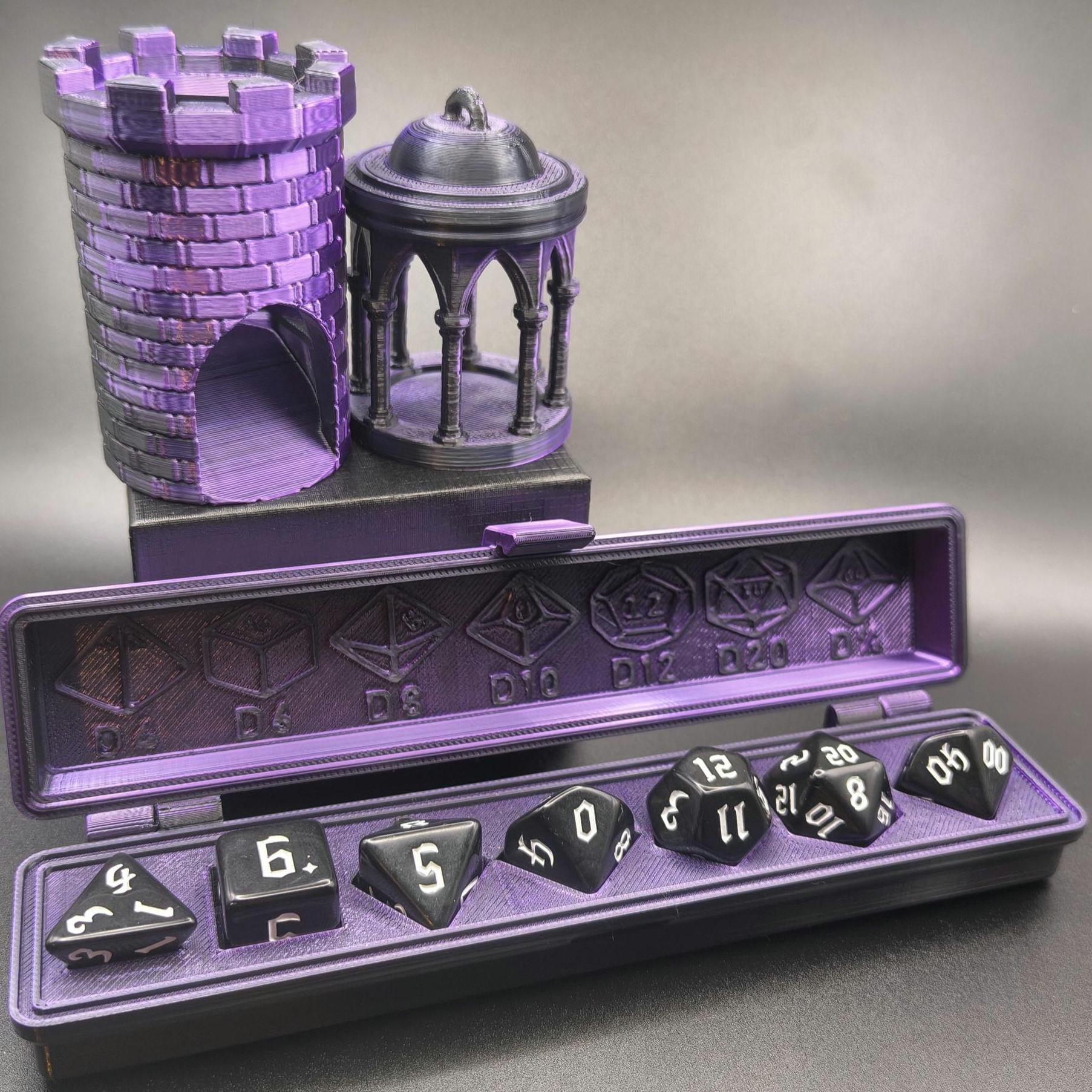 Mini Dice Tower | Pocket Dice Roller | RPG Accessories and Gifts - Galaxy Purple