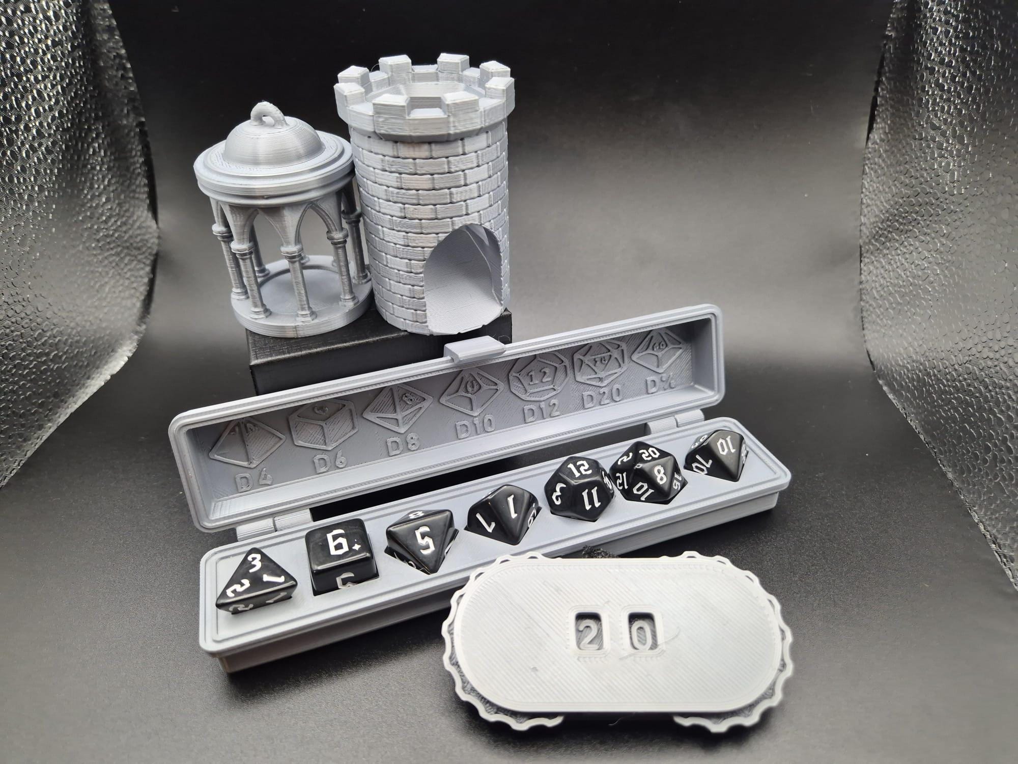 Mini Dice Tower | Pocket Dice Roller | RPG Accessories and Gifts - Shining Silver